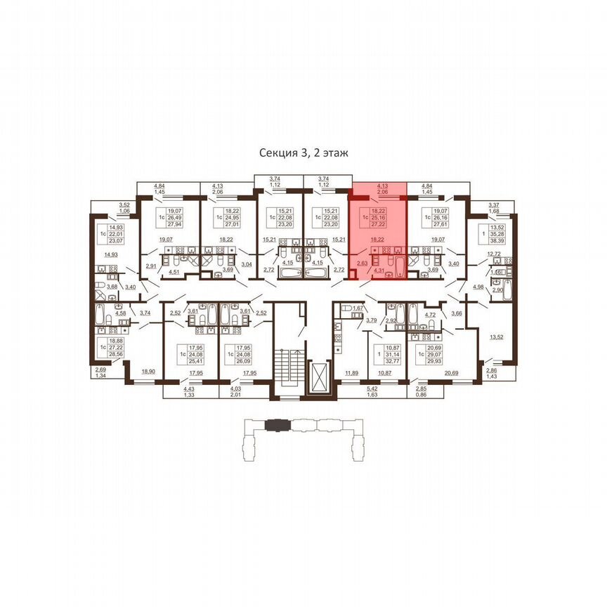 Квартира-студия, 27,2 м², 6/6 эт.
