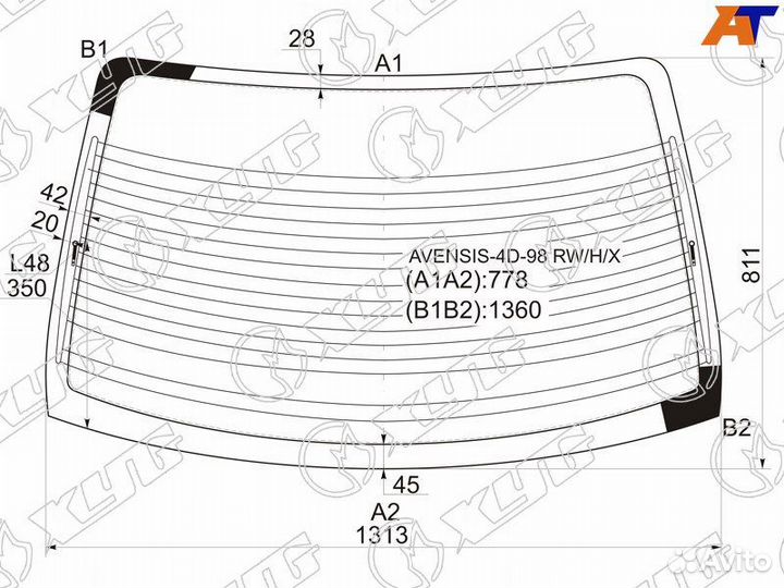 Стекло заднее Toyota Avensis 1 рестайлинг