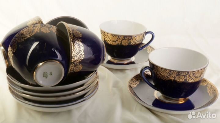 Чайный сервиз СССР синий кобальт