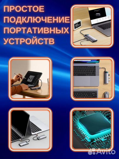 Хаб/USB/концентратор/переходник/адаптер/4в1