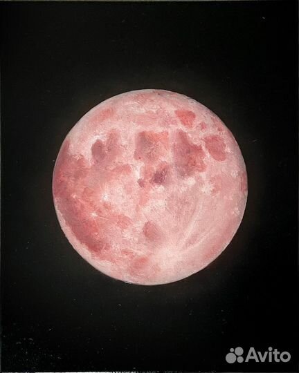 Картина Луна акрил акварель