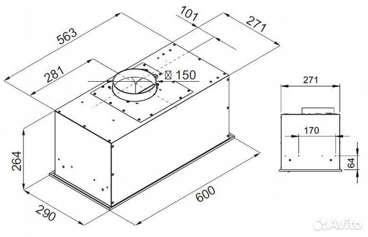 Встраиваемая вытяжка Kuppersberg ibox 60 W