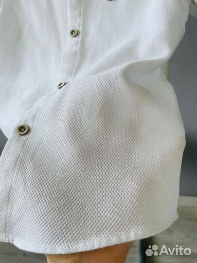 Белая хлопковая рубашка на мальчика 104 110 4 5
