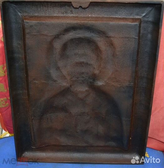 Чугунная икона св. николай чудотворец (размер 45