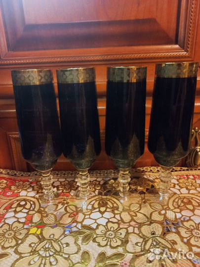 Фужеры-Аметист с золотом* Фужер Калининский з-д