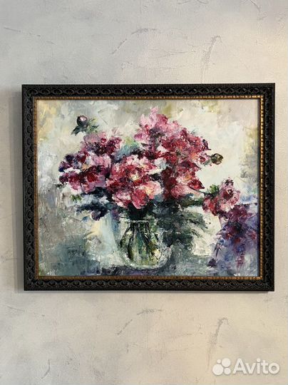 Картина маслом «Пионы»