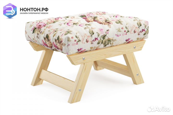 Пуф Амбер бежевый с цветами