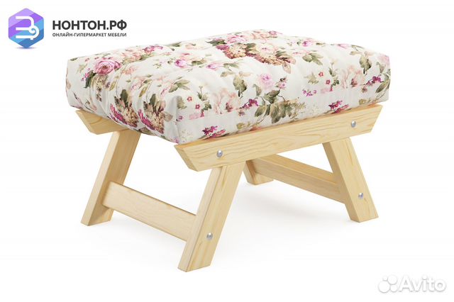 Пуф Амбер бежевый с цветами