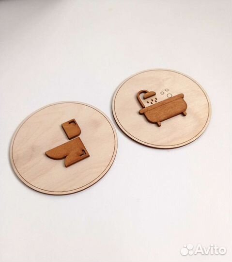 Табличка на туалет и ванную деревянные