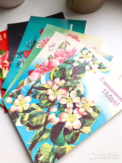 Советские открытки 1 мая, набор 7 шт, оригинал