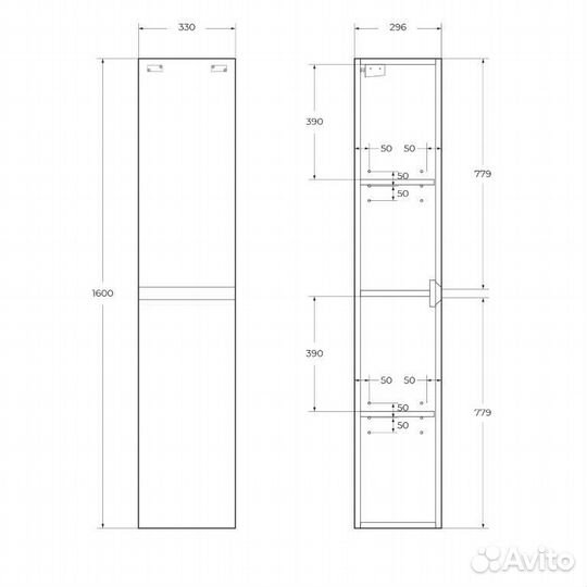 Шкаф подвесной BelBagno kraft-1600-2A-SC-CG-L Cem