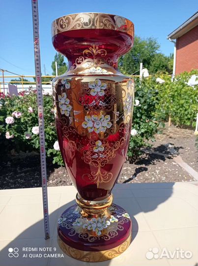 Ваза Богемия - 65 см. цвет Гранат