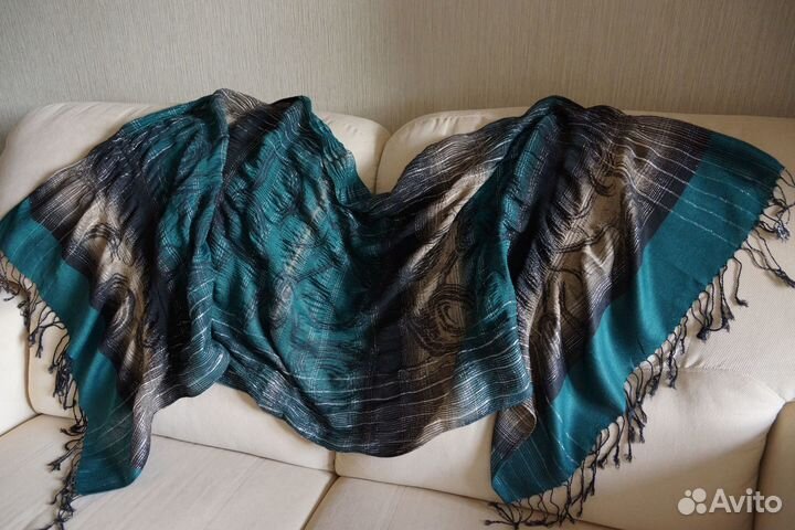 Нарядный палантин шарф платок шерсть+люрекс