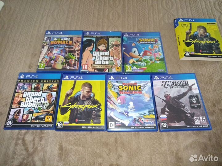 Игры ps4 sonic, GTA, cyberpunk, worms