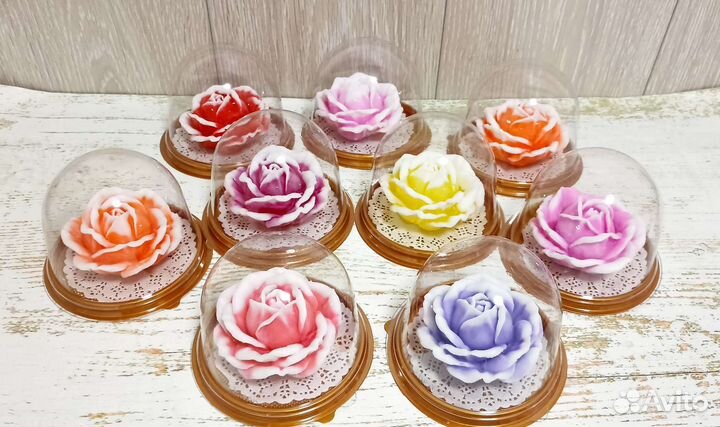 Мыло ручной работы - роза в куполе на 8 Марта