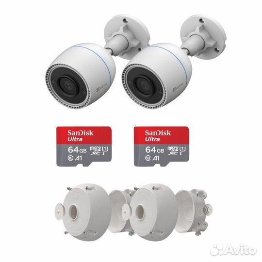 Видеонаблюдение комплект из 2х wifi камер