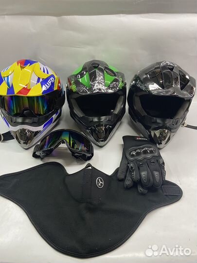 Мотоциклетный кроссовый шлем+очки, маска, перчатки