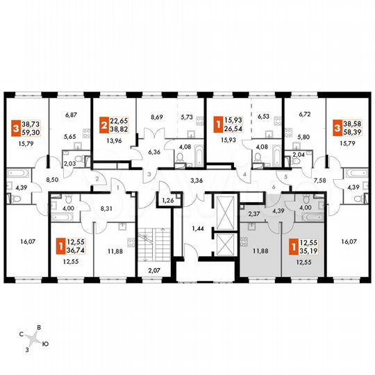 1-к. апартаменты, 35,2 м², 3/15 эт.