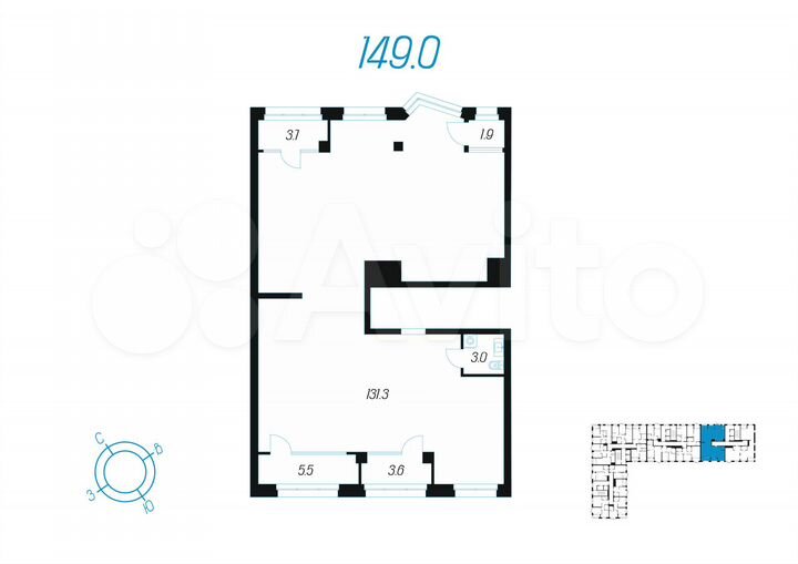 1-к. квартира, 149 м², 18/24 эт.