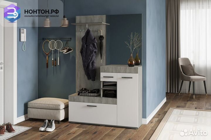 Прихожая Инстайл бетон / белый