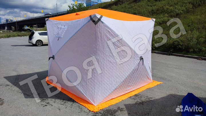 Зимняя палатка куб утепленная 2,4*2,4*2,5 оранжева