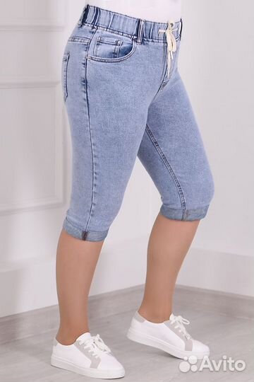 Капри джинсовые облегающие со стрейчем летние, раз