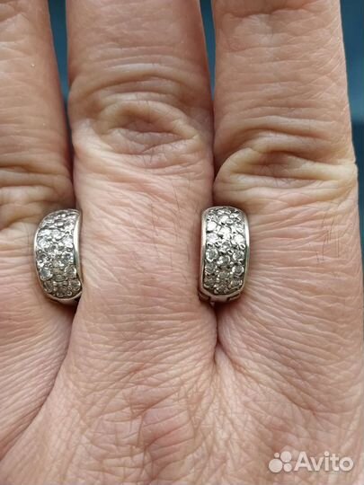 Серебряные серьги дорожка, пусеты сапфир