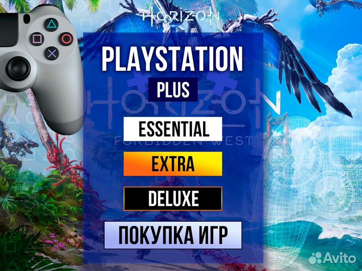 Подписка PS Plus Deluxe Extra с играми + Horizon F