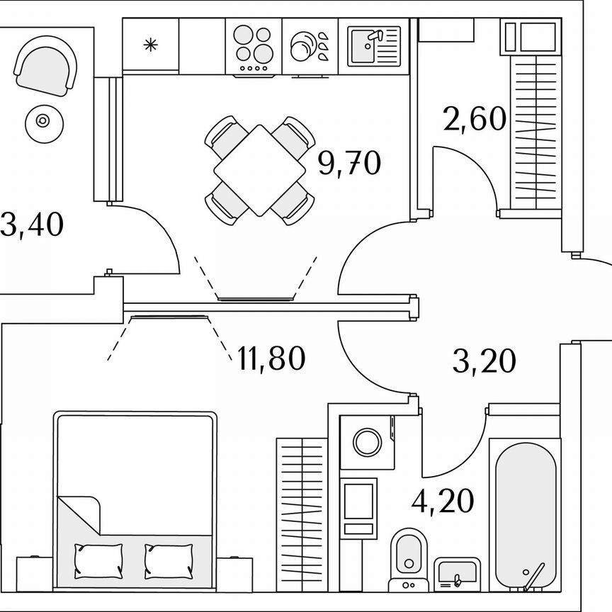 1-к. квартира, 33,2 м², 12/13 эт.