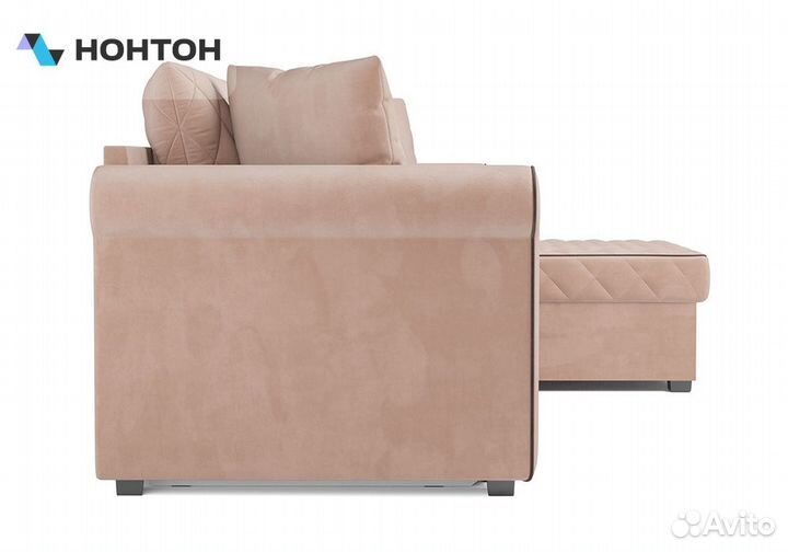 Диван угловой дельфин Берлин микровелюр бежевый