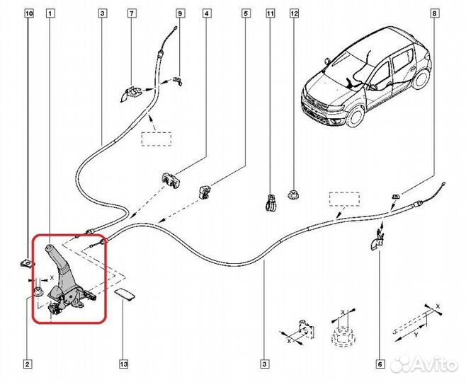 Рычаг стояночного тормоза Renault Logan 2 K7M812
