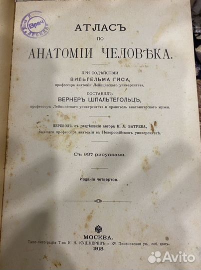 Анатомия человека атлас 1918 года