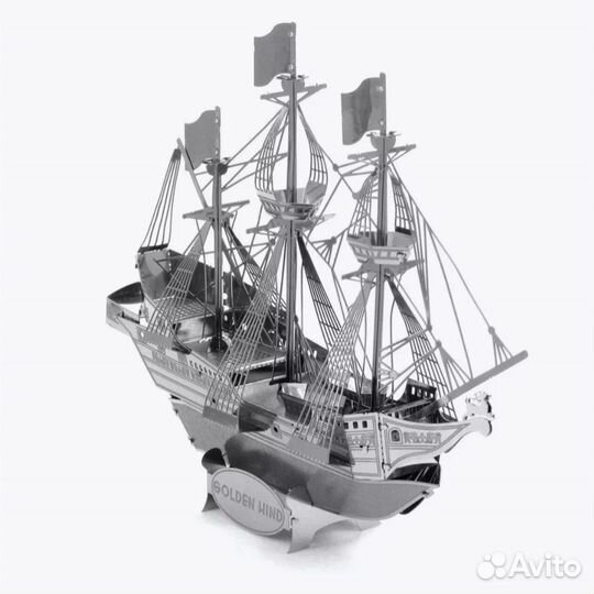 Металлическая 3D модель/макет корабля Golden Hind