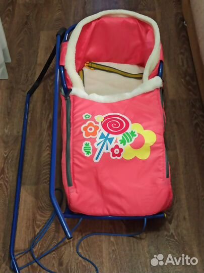 Детские зимние санки с чехлом