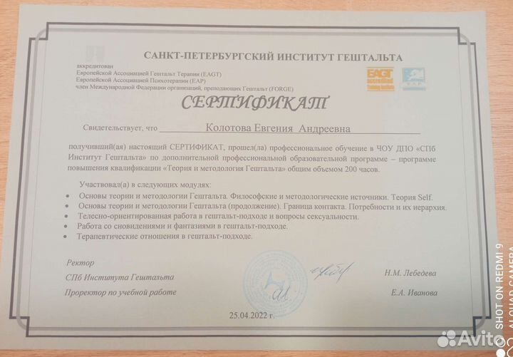 Психолог, гештальт-терапевт (очно, он-лайн)