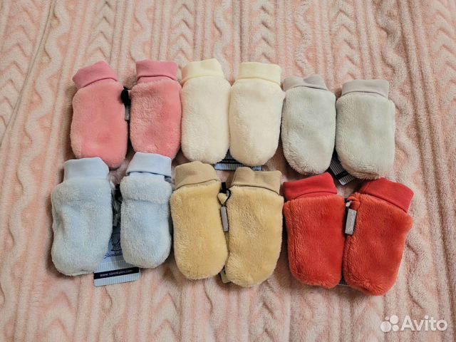 Варежки для новорождённых утепленные 0-6 мес