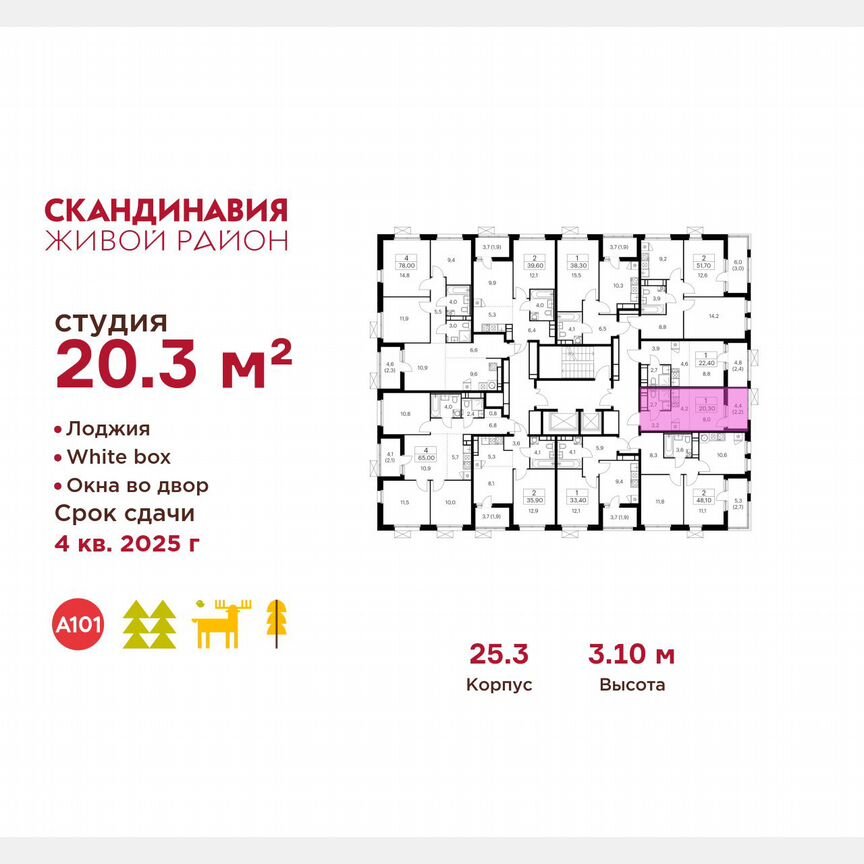Квартира-студия, 20,3 м², 15/17 эт.