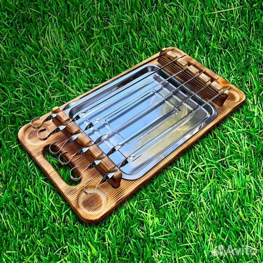 Поднос для подачи шашлыка с гастроемкостью