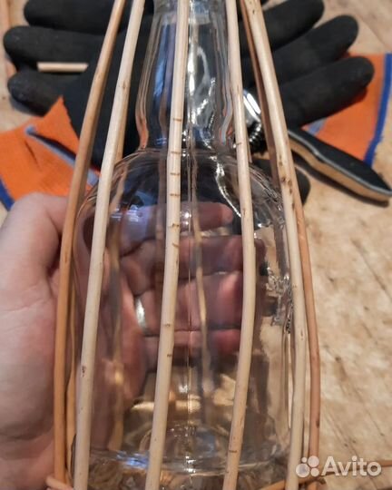 Оплетеный бутыль, плетеный, ёмкость плетеная