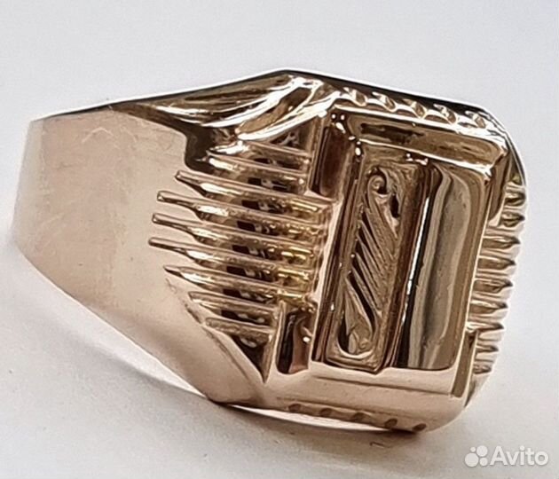 Золотое кольцо печатка СССР без камней
