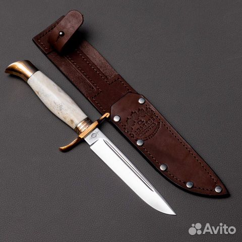 Нож Финка нквд - сталь К340, лосиный рог, бронза
