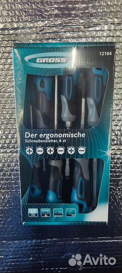 Набор отверток 6 шт, трехкомпонентная рукоятка, GR