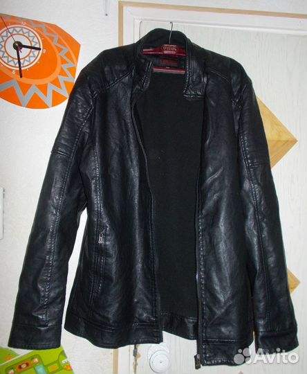 Куртка мужская черная иск. кожа 56 58 XXL