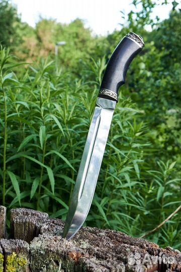 Нож Пластунский сталь 110х18 рукоять черный граб