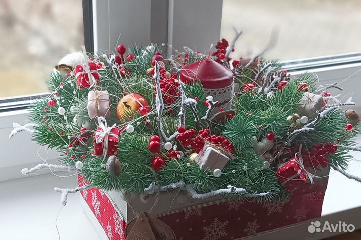 Новогодняя композиция,подсвечник 