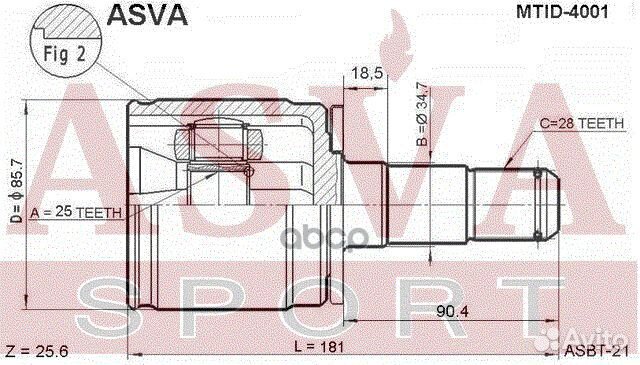 ШРУС внутренний перед лев mtid4001 asva