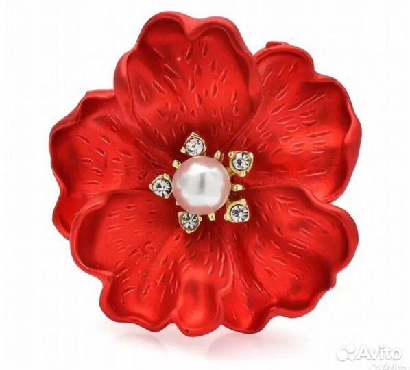 Брошь цветок Красный мак