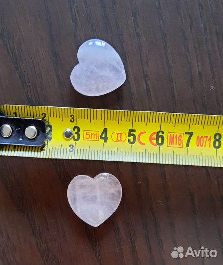 Розовый кварц сердечки лот