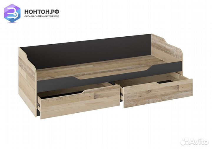 Кровать Кристофер с ящиками фон серый / олд стайл