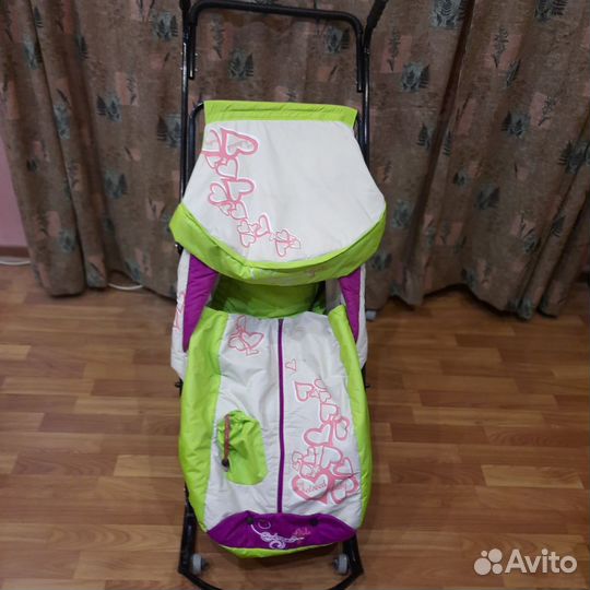 Коляска санки на колесиках